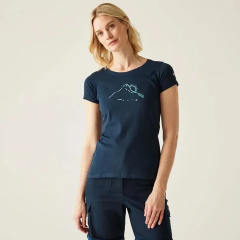BRAND NEW REGATTA WOMENS BREEZED V SHORT SLEEVE T-SHIRT IN NAVY - UK 8