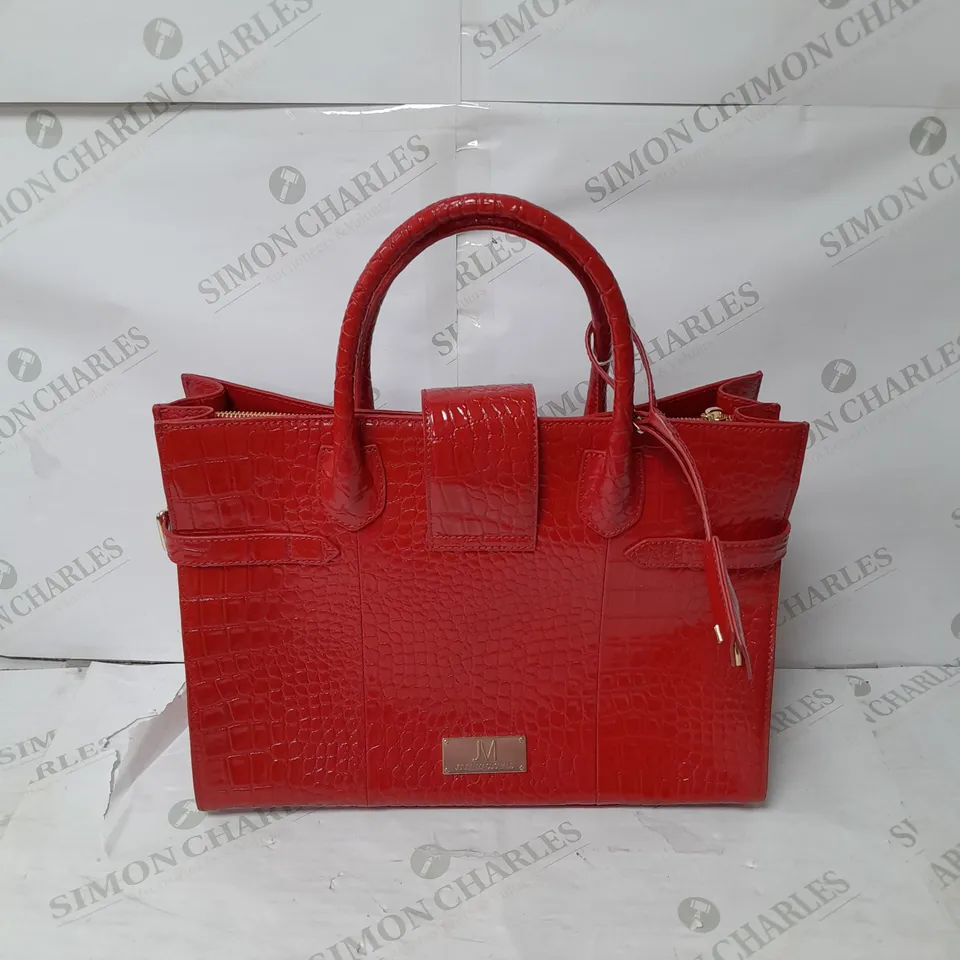 JULIEN MACDONALD FAUX SNAKESKIN HANDBAG IN RED WITH GOLD DETAILS