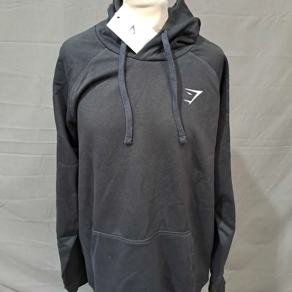 GYMSHARK CREST HOODIE IN BLACK - XL