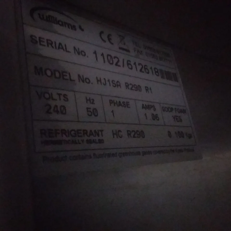 WILLIAM'S HJ1SA R290 R1 SINGLE DOOR COMMERCIAL REFRIGERATOR 
