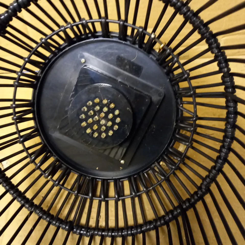 RATTAN SOLAR POWERED GARDEN LANTERN, LARGE, BLACK