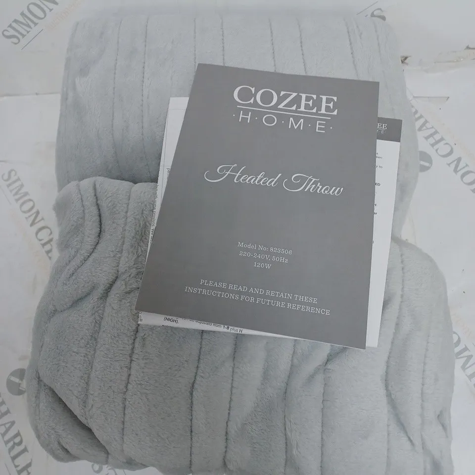 COZEE HOME HEATED BLANKET IN LIGHT GREY
