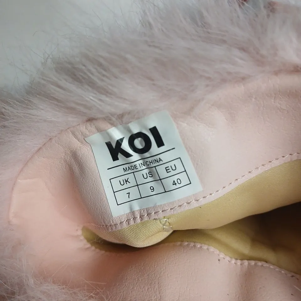 KOI FUR-TRIM PLATFORM BOOTS – PINK, UK 7 (EU 40)