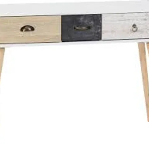 BOXED NORDIC 3 DRAWER OCCASIONAL TABLE - WHITE/DISTRESSED EFFECT (1 BOX)