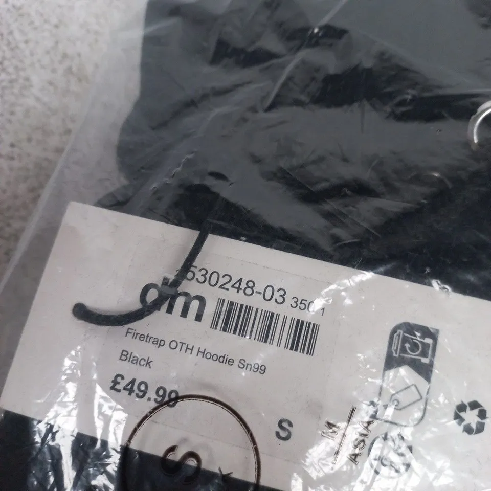 FIRETRAP HOODIE – BLACK, SIZE S