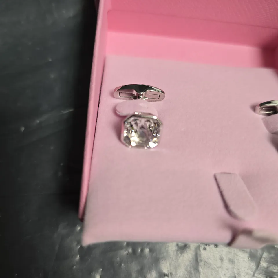 SWAROVSKI SILVER-TONE SQUARE-CUT CLEAR STONE CUFFLINKS