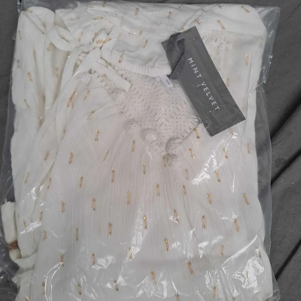 BAGGED POM POM LUREX MAXI DRESS IN WHITE - MEDIUM