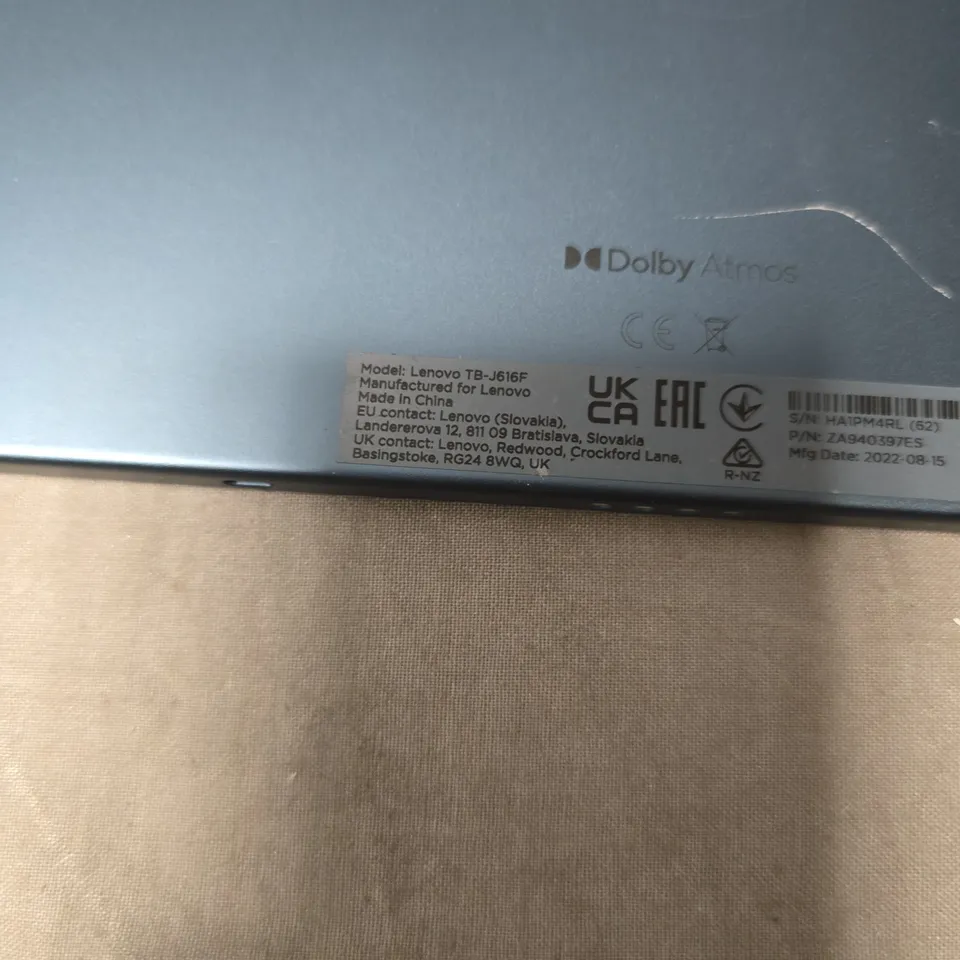 LENOVO TB-J616F TABLET – BLUE, DOLBY ATMOS, CRACKED SCREEN