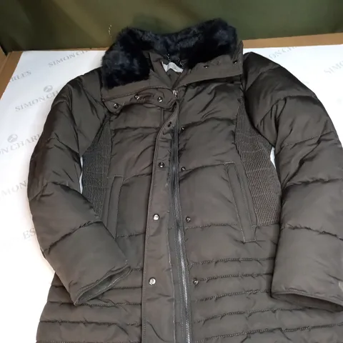 HOBBS LONDON PADDED COAT WITH FAUX FUR COLLAR SIZE 8