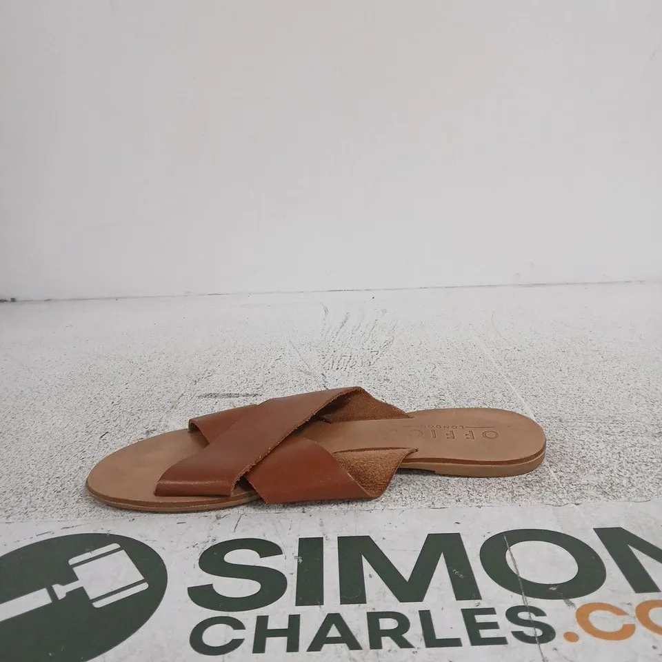 OFFICE BROWN LEATHER CROSS-STRAP SANDALS – WOMEN'S