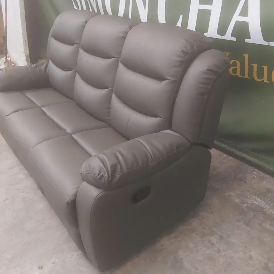 DESIGNER ROTHBURY 3 SEATER LUXURY FAUX LEATHER MANUAL RECLINER SOFA 