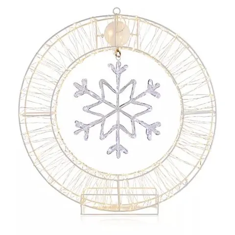 HOME STORIES INDOOR OUTDOOR 50CM ROTATING SNOWFLAKE WREATH