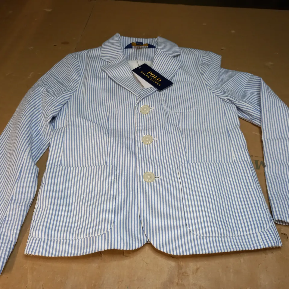 RALPH LAUREN POLO KIDS SHIRT - BLUE/WHITE STRIPS - UK7