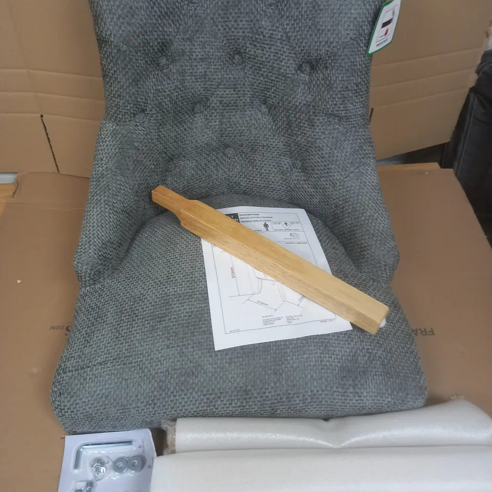 BOXED PAIR OF WARWICK CHUNKY WEAVE DINING CHAIRS - GREY (1 BOX)