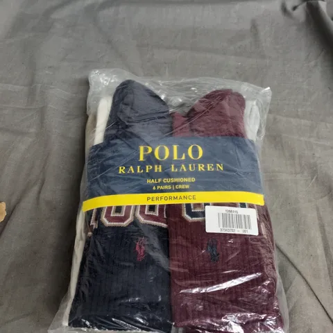 POLO RALPH LAUREN CREW SOCKS – HALF CUSHIONED, PACK OF 6 PAIRS
