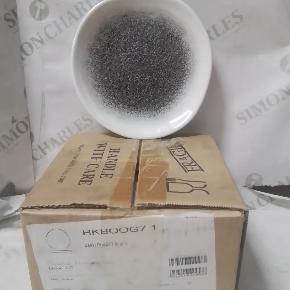 BOXED RAKU QUARTZ BLACK PLATES APPROXIMATELY 6
