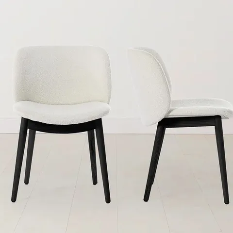 BOXED SWYFT SET OF 2 DINING CHAIR 04 - BLACK LEGS/BOUCLE IVORY