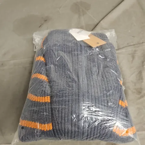 BRAKEBURN KNITTED STRIPE ZIP JUMPER, NAVY – WOMEN'S UK 16 (EU 44)