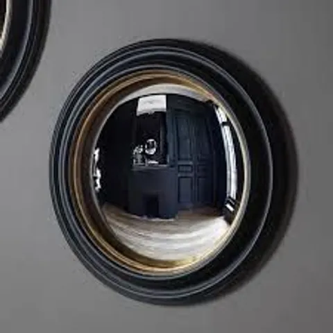 BOXED HOMES DIRECT 365 BLACK AND GOLD ROUND CONVEX MIRROR