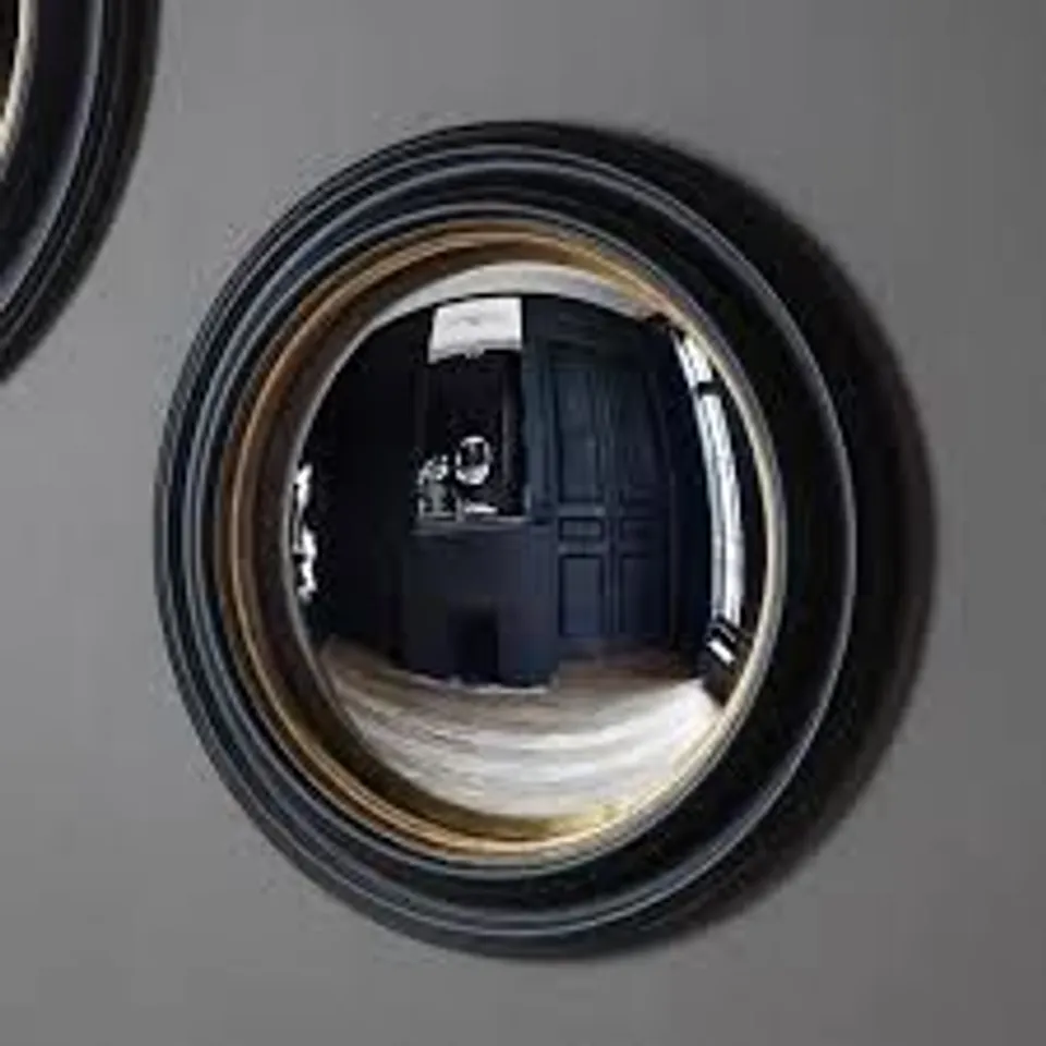 BOXED HOMES DIRECT 365 BLACK AND GOLD ROUND CONVEX MIRROR