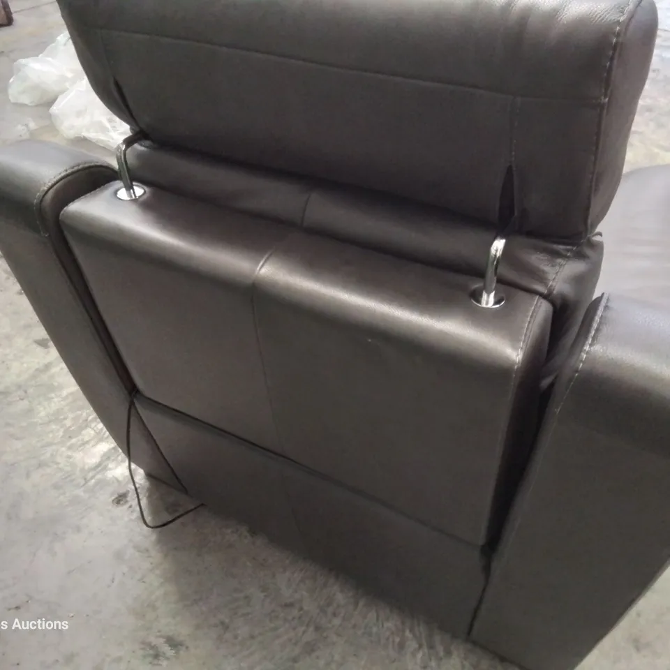 QUALITY ITALIAN DESIGNER CUFFARO POWER RECLINING EASY CHAIR WITH ADJUSTABLE HEADREST GREY LEATHER 