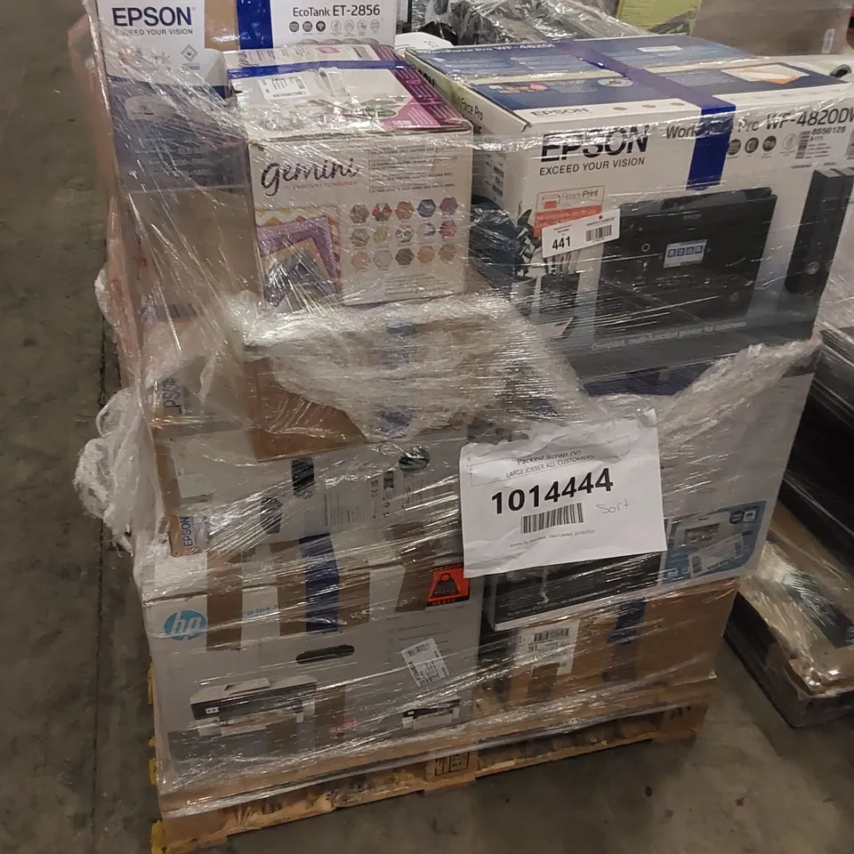 PALLET OF APPROXIMATELY 20 ASSORTED PRINTERS, OFFICE EQUIPMENT AND CRAFTING SUPPLIES TO INCLUDE