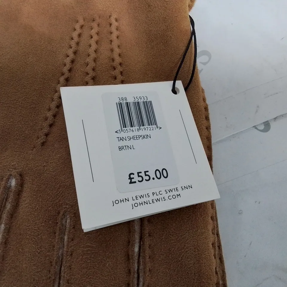JOHN LEWIS TAN SHEEPSKIN GLOVES - L