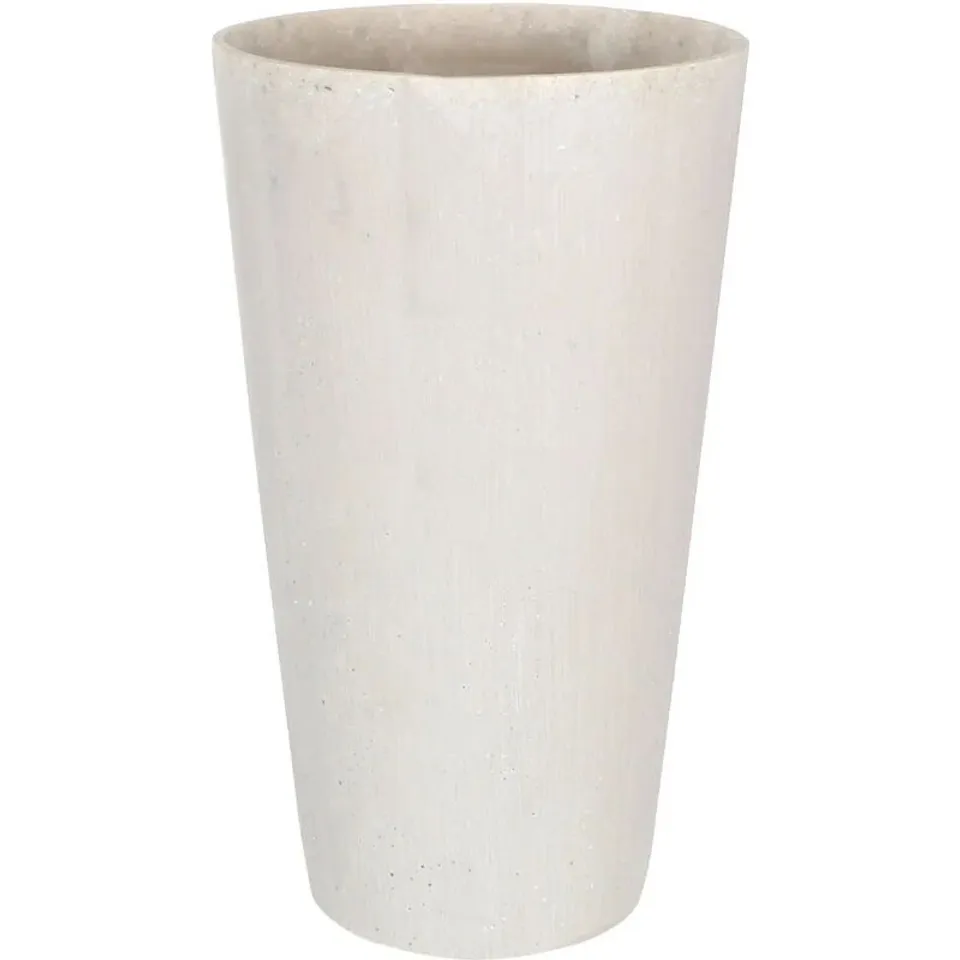 BOXED PREMIER HOUSEWARES POLYRESIN PLANTER VASE FINISH 39 CM CONE WHITE GRANITE