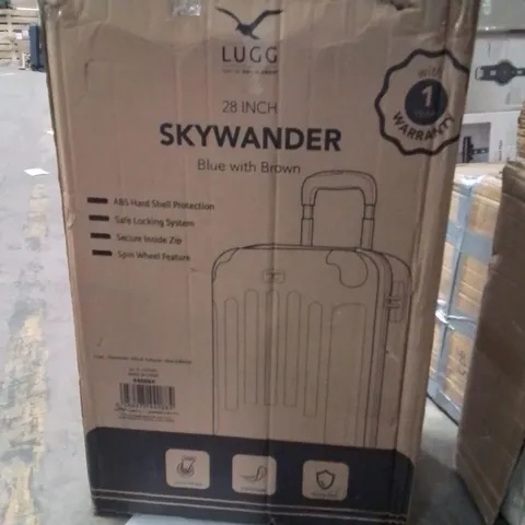BOXED LUGG 28INCH SKYWANDER SUITCASE BLUE WITH BROWN 