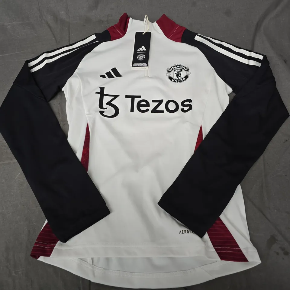 ADIDAS MANCHESTER UNITED TRAINING TOP MUFC – WHITE WITH BLACK SLEEVES