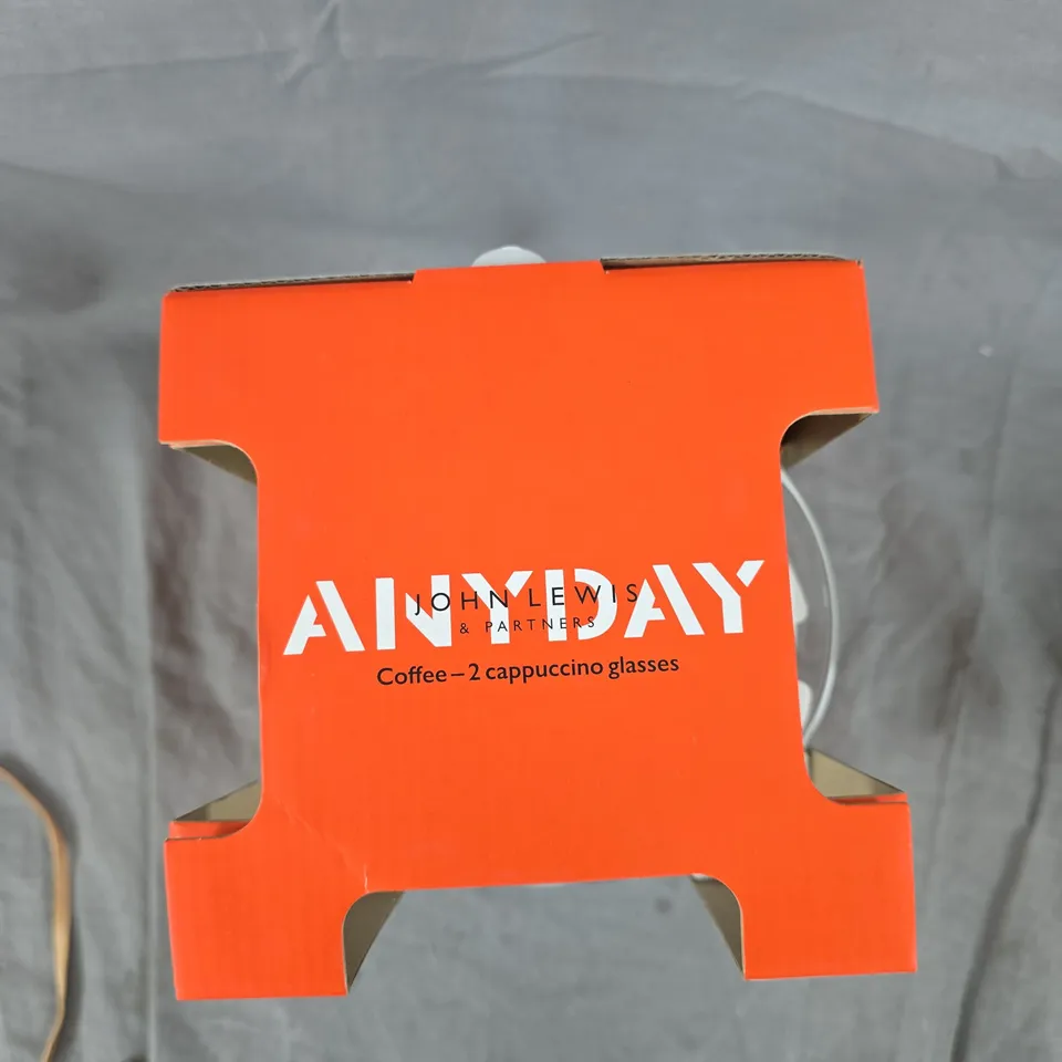 JOHN LEWIS & PARTNERS ANYDAY COFFEE – 2 CAPPUCCINO GLASSES, BOXED