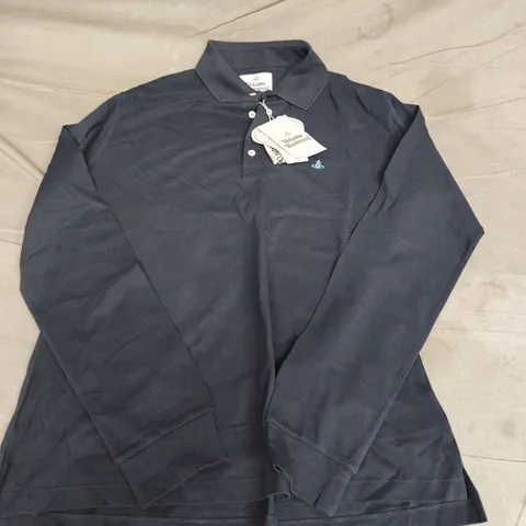 VIVIENNE LS SLIM POLO IN NAVY - 3XL