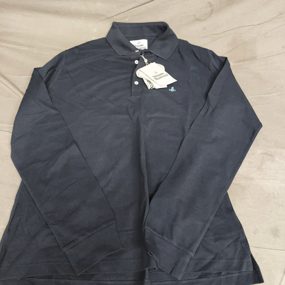 VIVIENNE LS SLIM POLO IN NAVY - 3XL