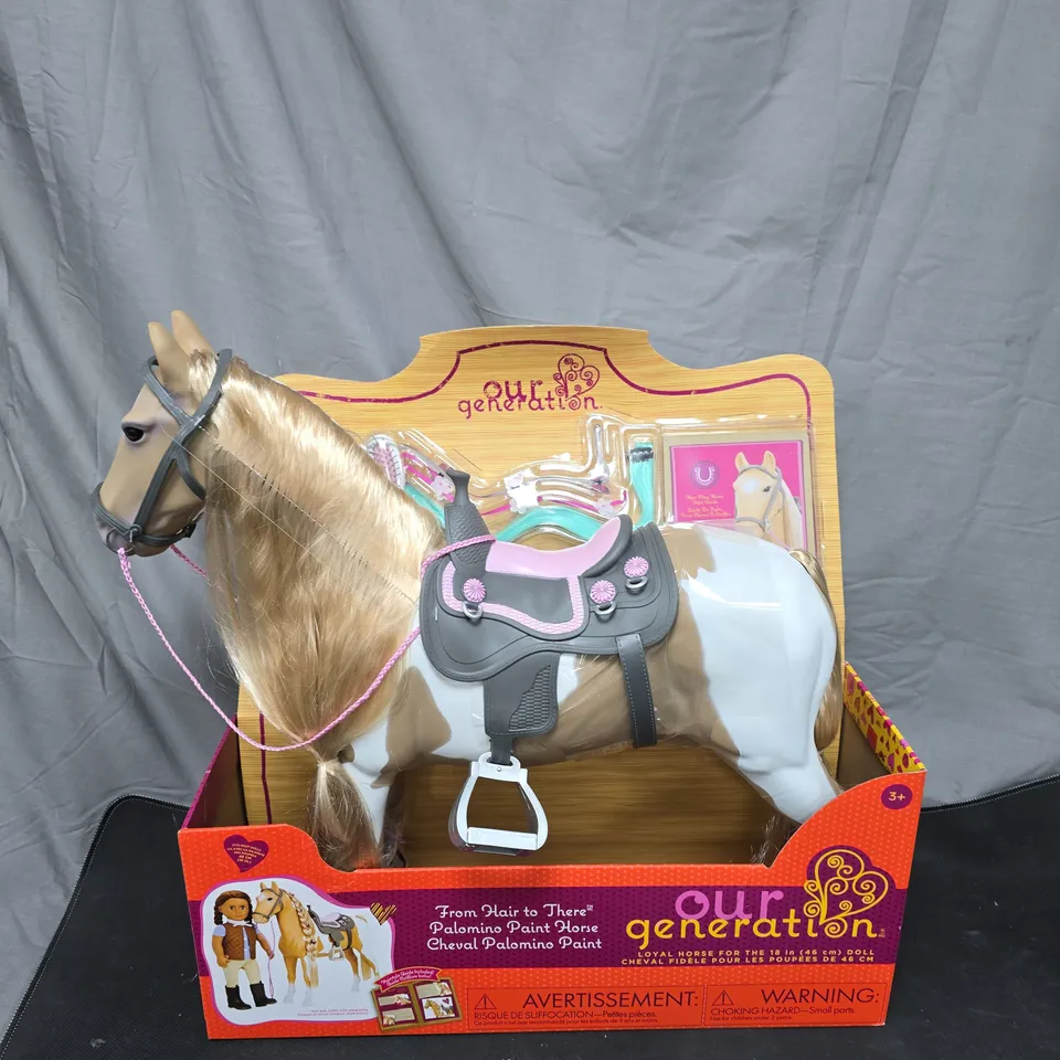 OUR GENERATION PALOMINO PAINT HORSE – BOXED WITH SADDLE & BRIDLE