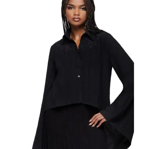 BRAND NEW KILLSTAR - BLOOMIA - BLACK WOMEN'S SHIRT SIZE L