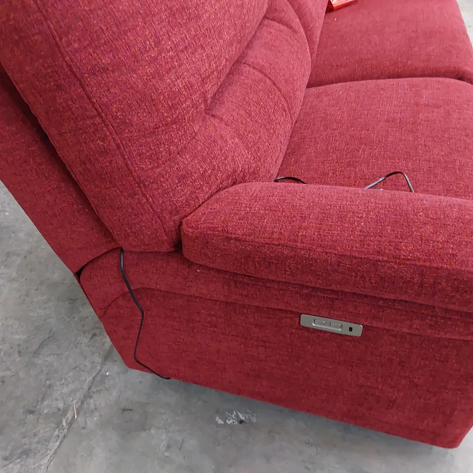 QUALITY BRITISH DESIGNER G PLAN SEATTLE POWER RECLINING THREE SEATER SOFA RUSH CLARET FABRIC 