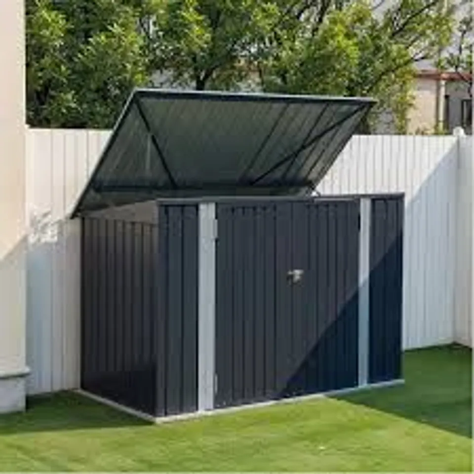 BOXED BREEINS OUTDOOR METAL RUBBISH BIN GARDEN STORAGE SHED - BLACK (1 BOX)
