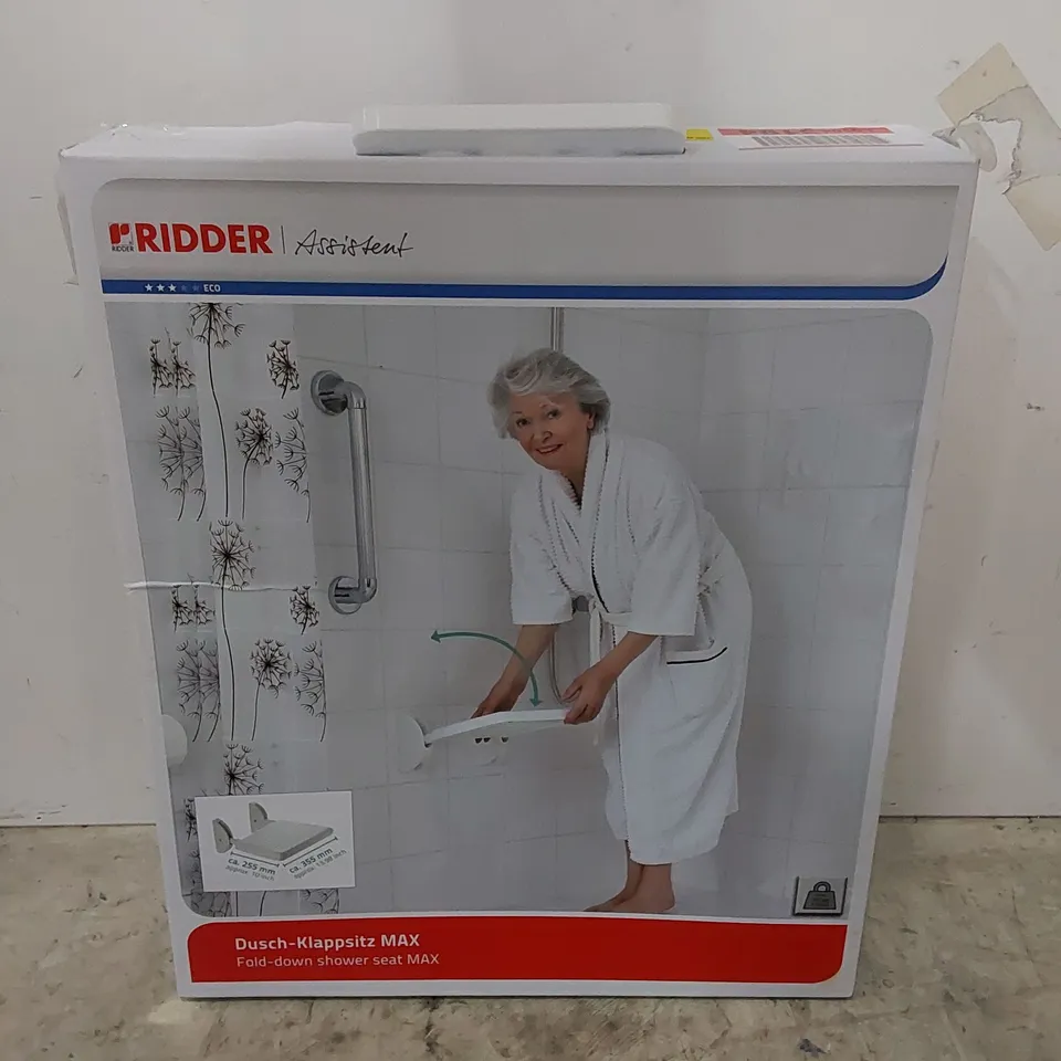 BOXED RIDDER FOLD-DOWN SHOWER SEAT 