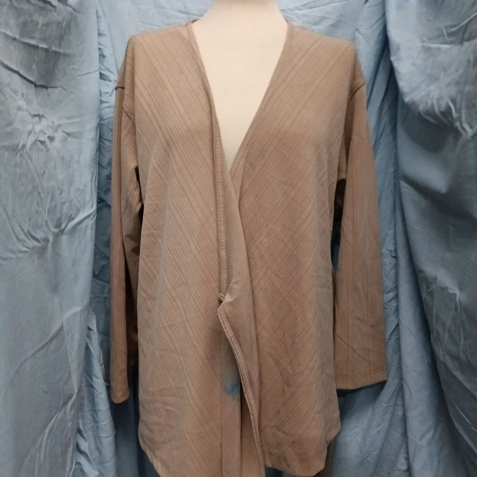 OYSHO WOMEN'S WRAP CARDIGAN – TAUPE, BELTED, SIZE SMALL