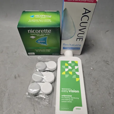 APPROXIMATELY 15 ASSORTED HEALTH PRODUCTS TO INCLUDE NICORETTE & CONTACT LENS SOLUTIONS - COLLECTION ONLY  