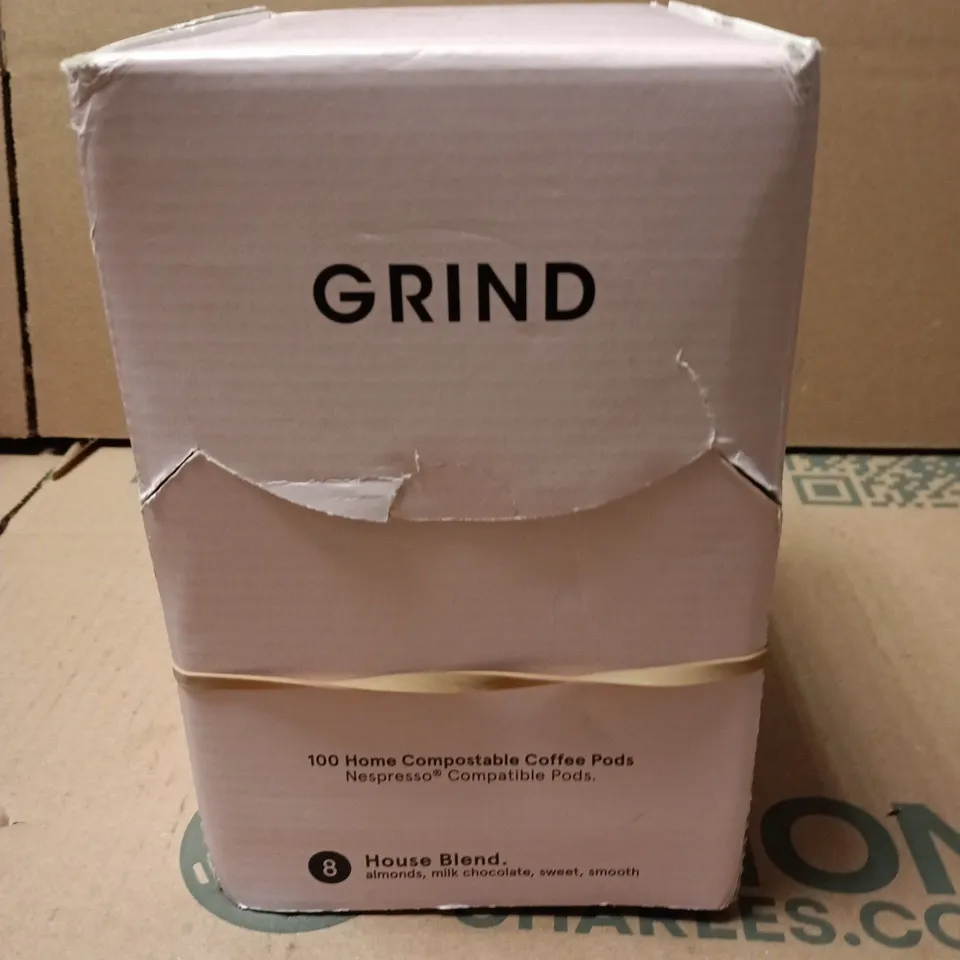 BOX OF APPROXIMATELY 100 GRIND HOME COMPOSTABLE COFFEE PODS - COMPATIBLE WITH NESPRESSO