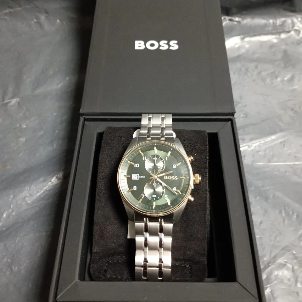 HUGO BOSS CHRONOGRAPH WATCH – STAINLESS STEEL BRACELET, GREEN DIAL