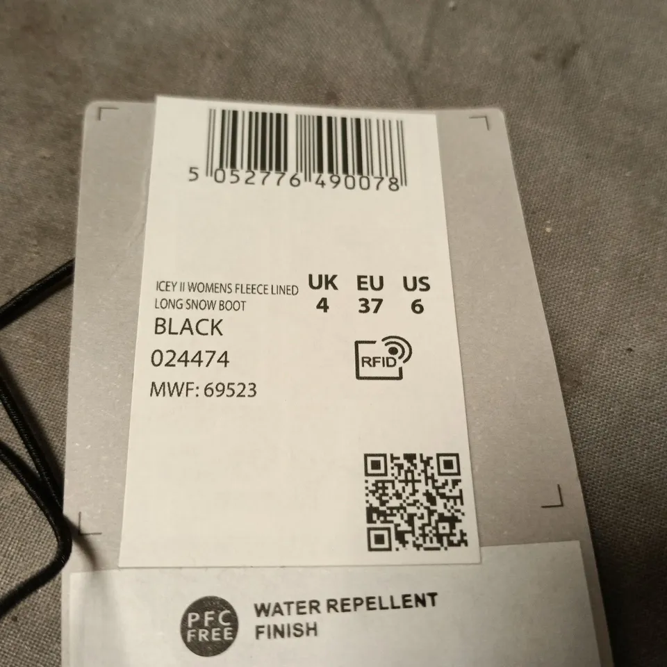 ICEY II WOMEN'S FLEECE-LINED SNOW BOOT – BLACK, UK 4 (EU 37) WATER-REPELLENT FINISH 