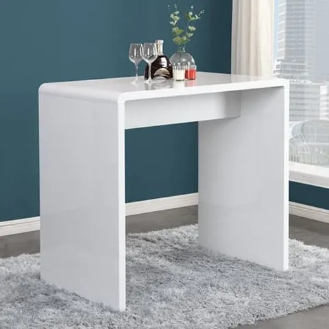 BOXED GLACIER RECTANGULAR BAR TABLE IN WHITE HIGH GLOSS (1 BOX)