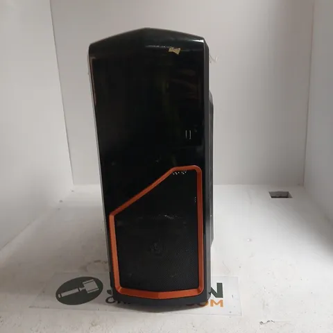 PC CASE – BLACK MID-TOWER WITH ORANGE FRONT MESH