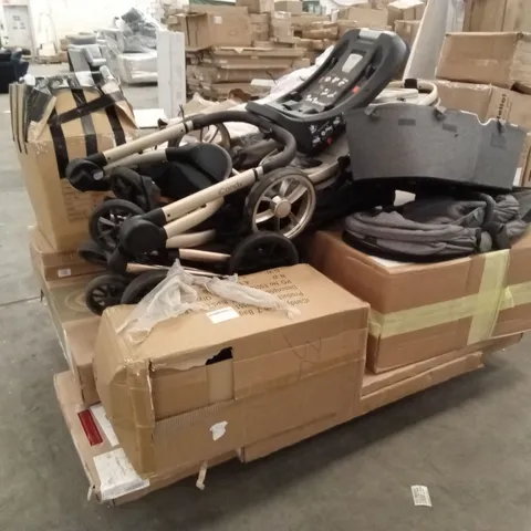 PALLET OF QUALITY DESIGNER INCOMPLETE STROLLER/PRAM PARTS, PIECES AND ACCESSORIES 
