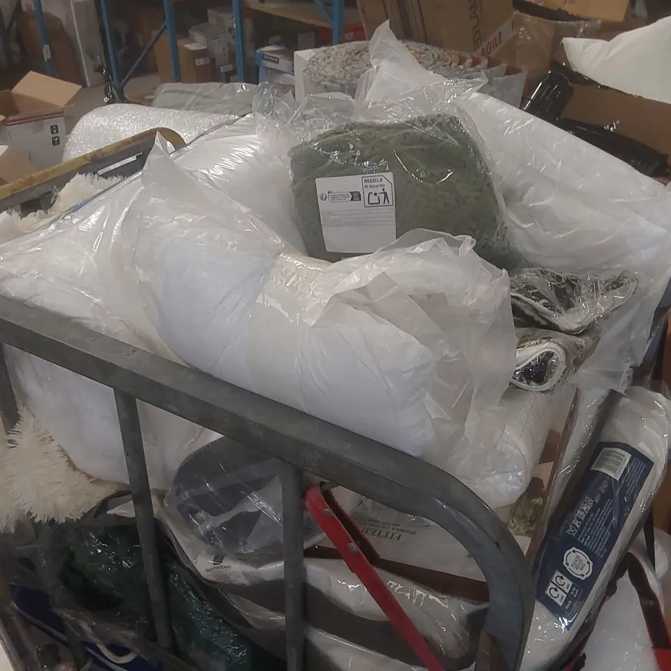 CAGE CONTAINING A VERY LARGE QUANTITY OF ASSORTED BEDDING ECT // CAGE NOT INCLUDED