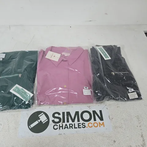 SET OF 3 PACKAGED CLOTHING ITEMS - GREEN, PINK AND NAVY WOMEN'S CLOTHING BUNDLE – APROX 20 ITEMS TO INCLUDE CLOTHING ITEMS 
