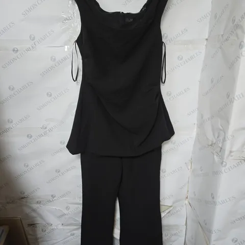 THE VERY COLLECTION RUCHED BARDOT JUMPSUIT - BLACK SIZE 14