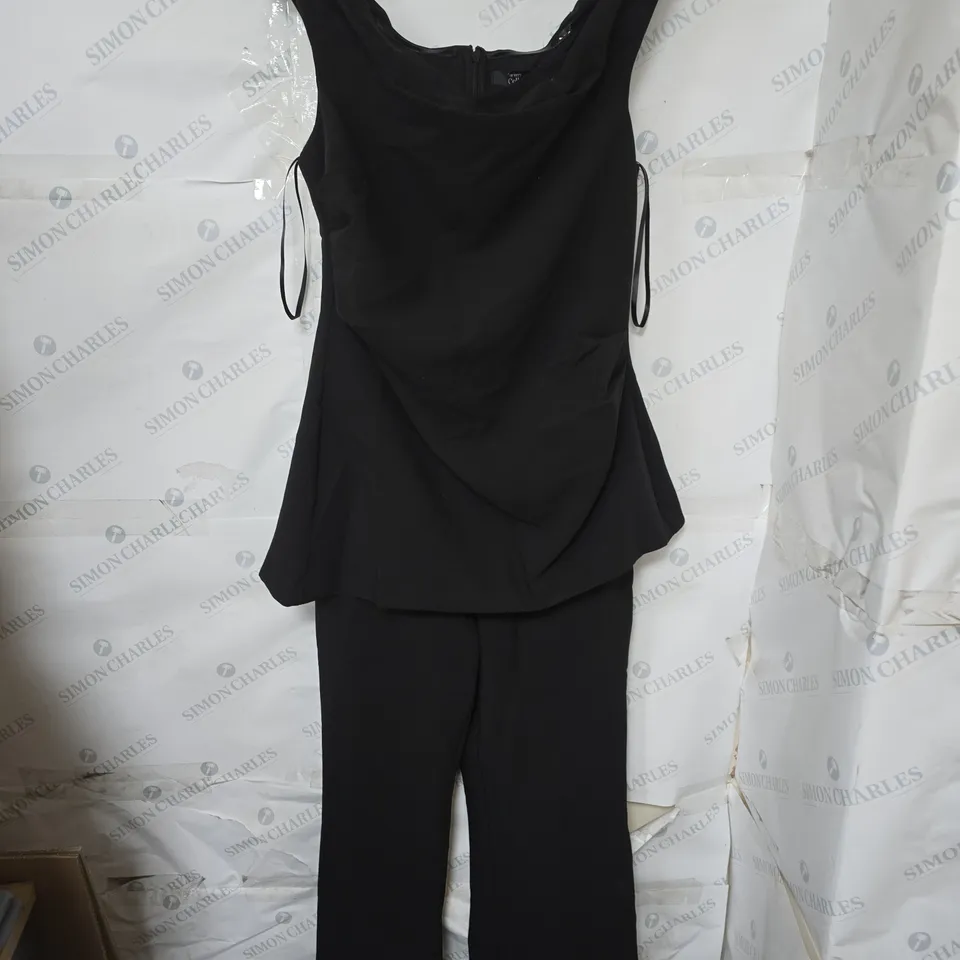 THE VERY COLLECTION RUCHED BARDOT JUMPSUIT - BLACK SIZE 14
